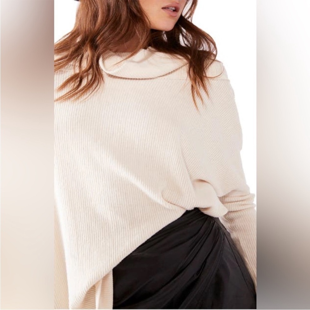 Free People Juicy Long Sleeve Oversized Waffle Knit Sweater in Stone Cold Beige - Picture 4 of 16